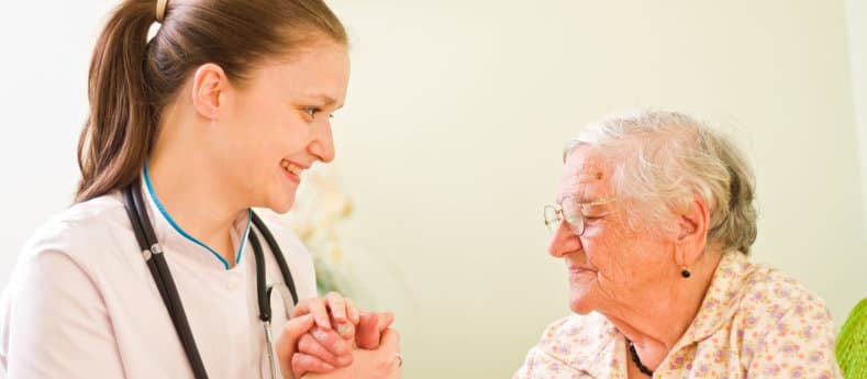 a nurse and an elderly woman